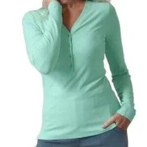 Athleta Womens XS Uptempo Ribbed Henley‎ Long Sleeve Shirt